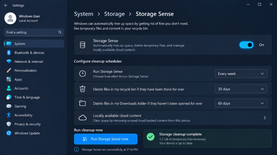 Cách Bật Tự Động Dọn Rác Storage Sense Win 11 10 Cách Bật Tự Động Dọn Rác Storage Sense Win 11