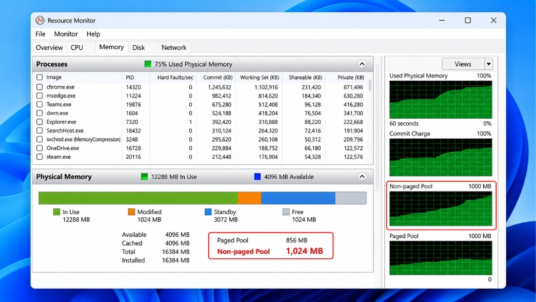 Cách Khắc Phục Lỗi Rò Rỉ Bộ Nhớ Memory Leak Win 11