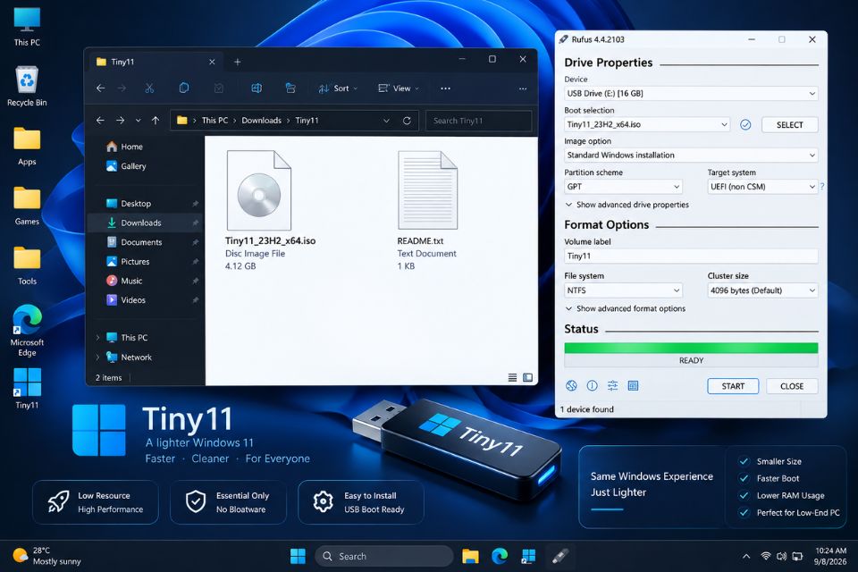 Cách cài Tiny11 bypass mọi cấu hình trên máy yếu 6 Cach cai Tiny11 bypass moi cau hinh tren may yeu 2