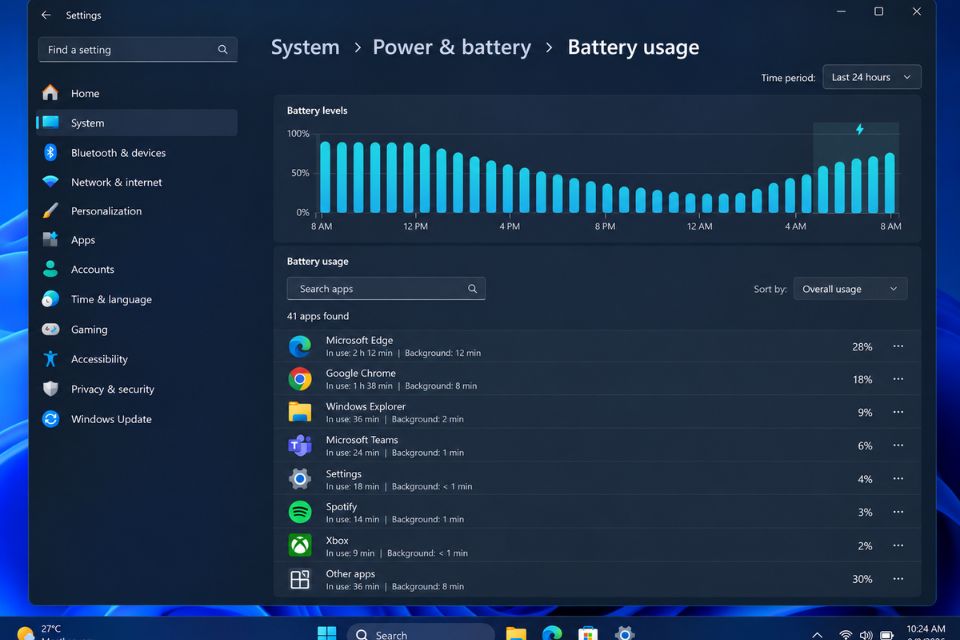 Cach chinh dien nang Windows 11 cho laptop pin trau hon 6
