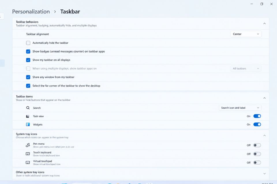 Cach dua thanh Taskbar Windows 11 sang ben trai giong Windows 10 khi bi mat Driver 3