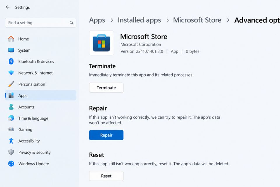 Cach reset Microsoft Store bang lenh WSReset tren Windows 11 6