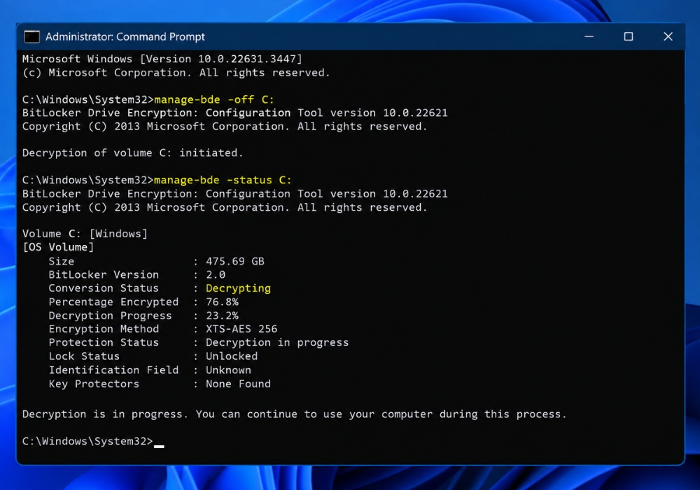 Cach tat BitLocker Win 11 an toan don gian 3