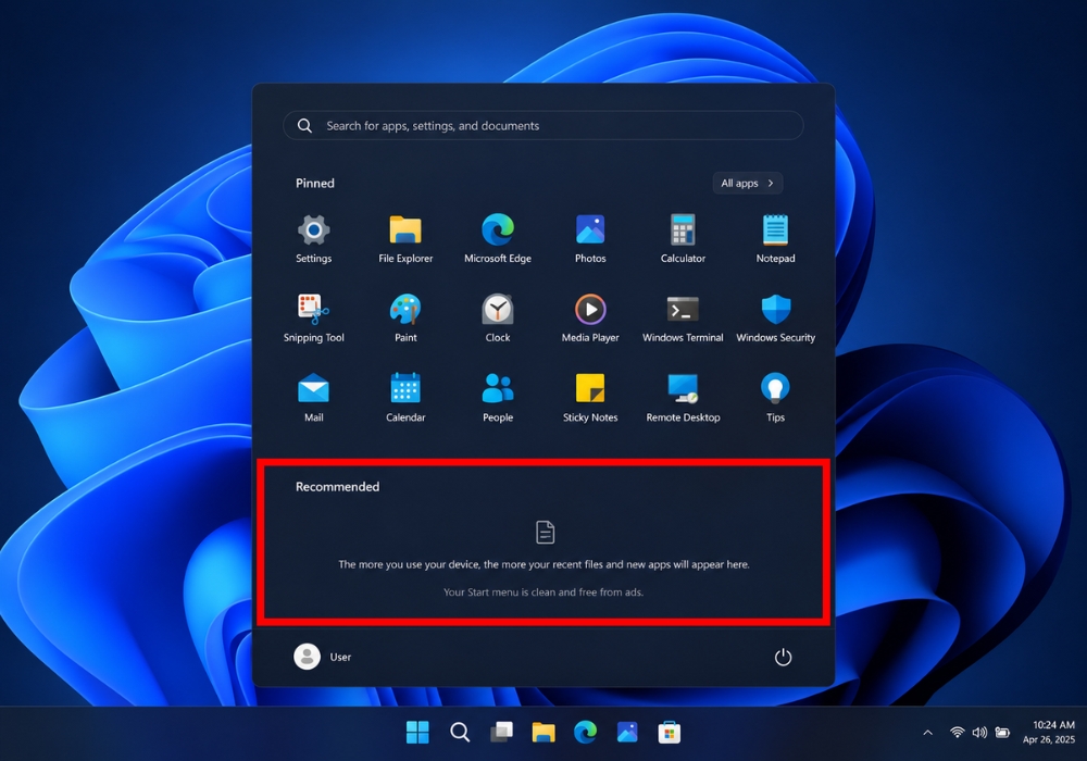 Cach tat quang cao trong Start Menu Win 11 4