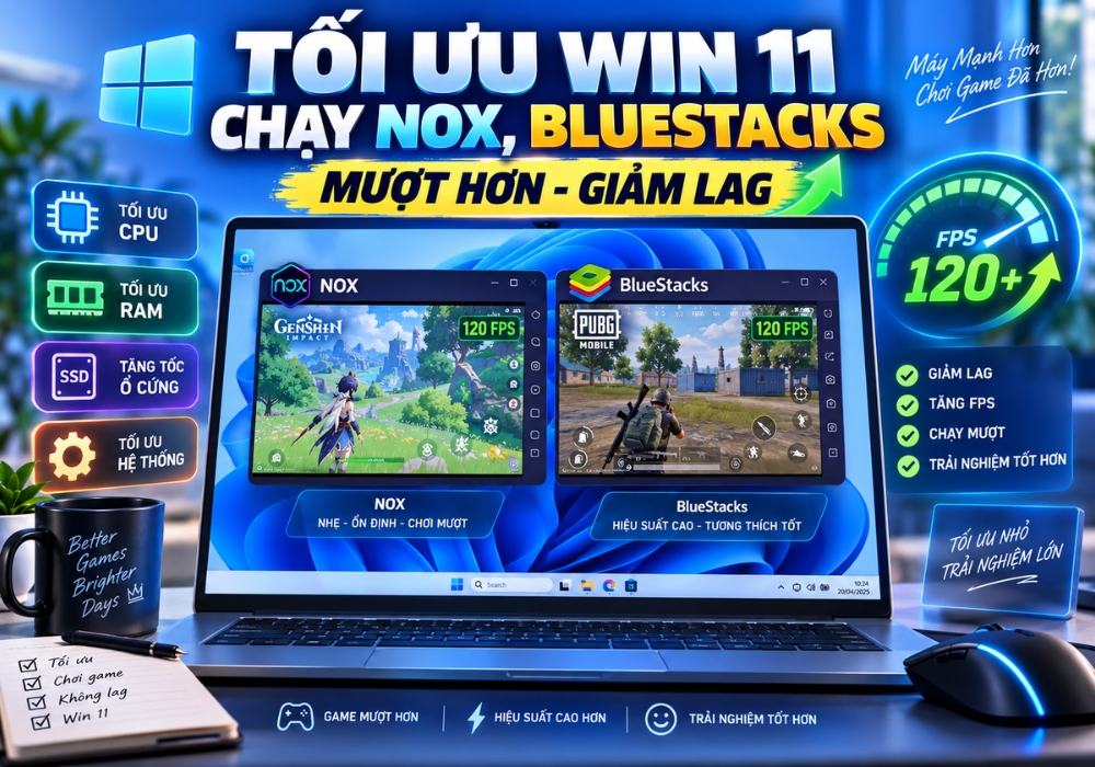 Cách tối ưu Windows 11 chạy giả lập Android Nox, BlueStacks mượt hơn, giảm lag