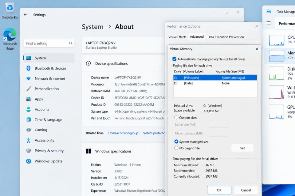 Cau hinh RAM ao Virtual Memory Windows 11 chuan nhat de chong vang game 2