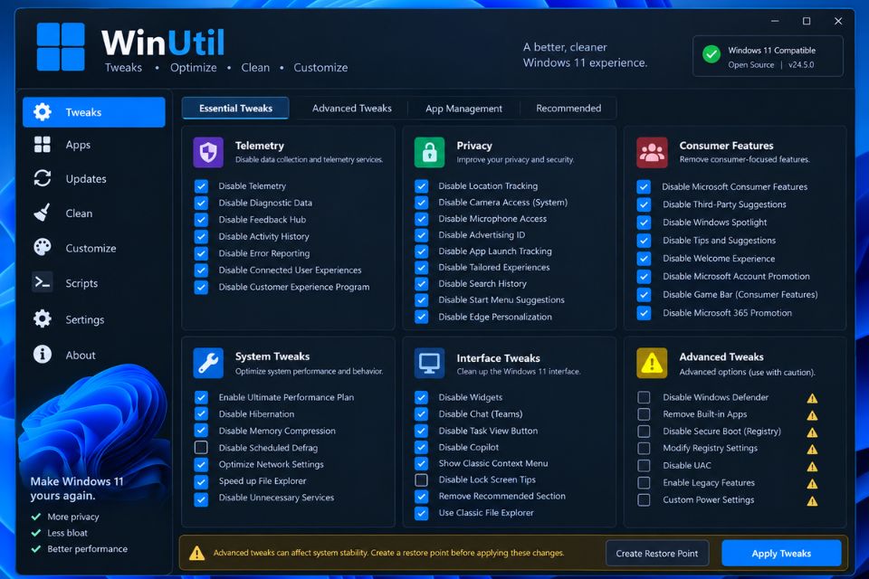 Chris Titus Tech Debloat Windows 11 6