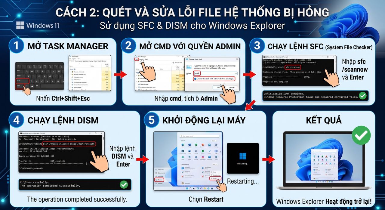Huong Dan Khac Phuc Loi Explorer.exe Lien Tuc Crash Khoi Dong Lai Vong Tron Tren Windows 11 2