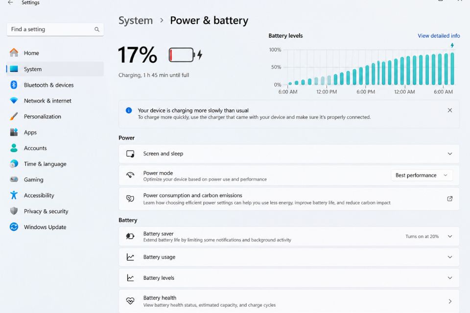 Laptop Windows 11 bị sập nguồn đột ngột dù còn pin 7 Laptop Windows 11 bi sap nguon dot ngot du con pin 4