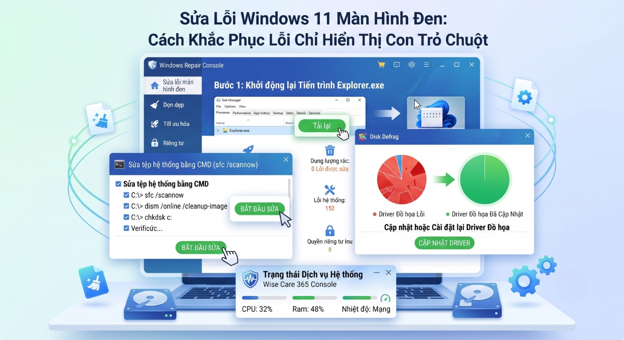 Sửa Lỗi Windows 11 Bị Màn Hình Đen Chỉ Thấy Con Trỏ Chuột