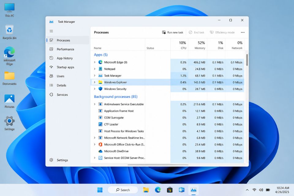 Sửa lỗi Taskbar Windows 11 bị biến mất, đơ đứng máy 6 Sua loi Taskbar Windows 11 bi bien mat do dung may 2