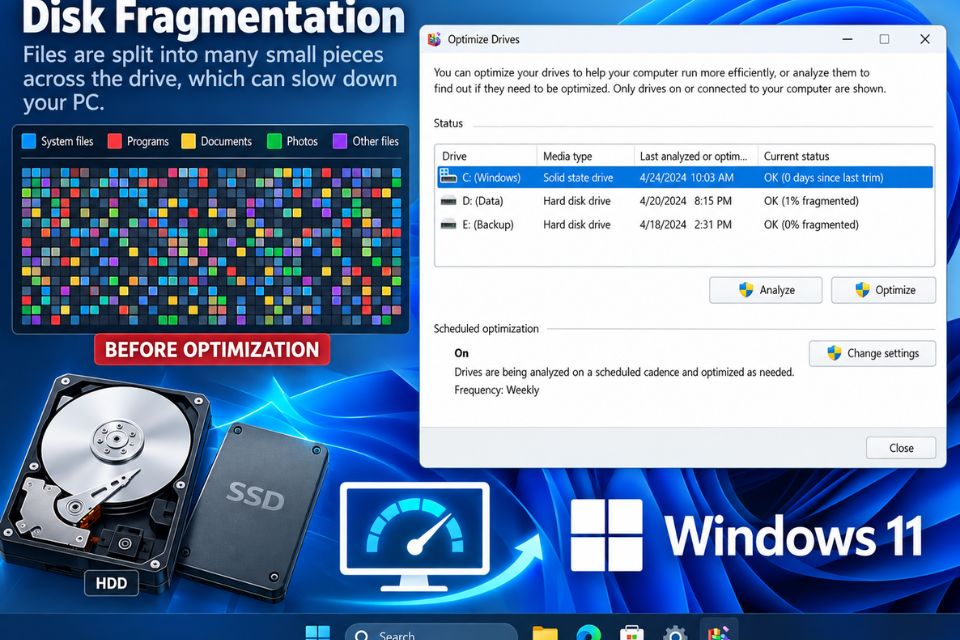 Sửa lỗi Windows 11 bị phân mảnh ổ cứng nặng, chạy chậm