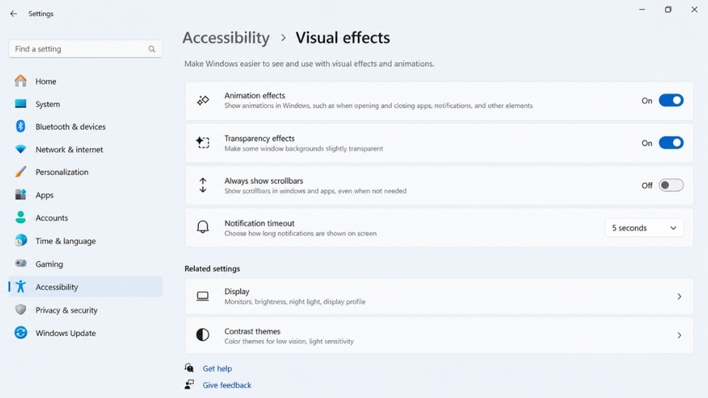 Tắt Hiệu Ứng Trong Suốt Transparency Effects Win 11 Nhẹ Ram