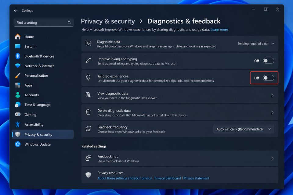Tat Telemetry Windows 11 de bao mat va muot may hon 3