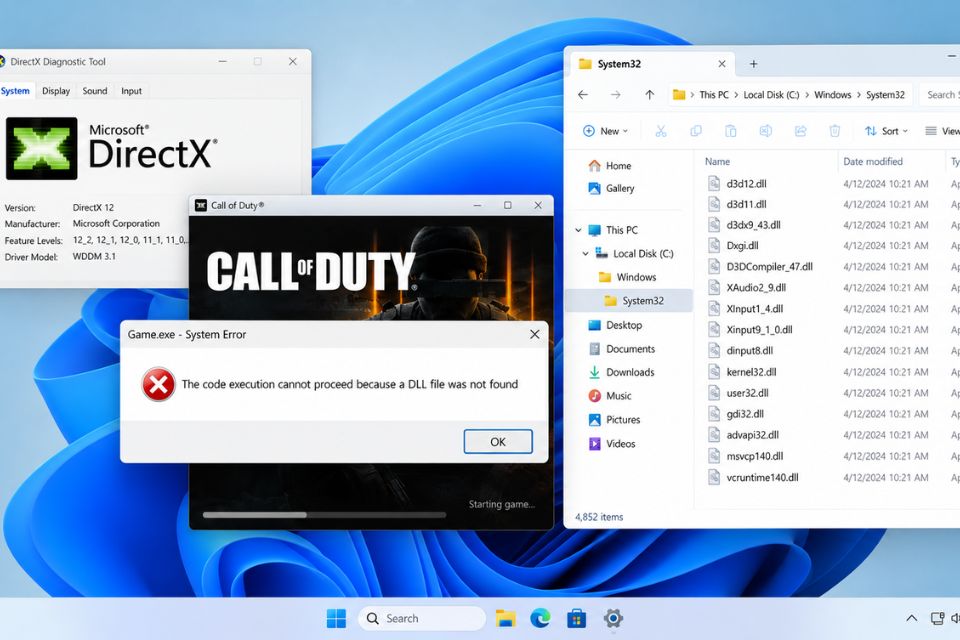 Thiếu file DLL Windows 11: Cách tải và sửa lỗi DirectX