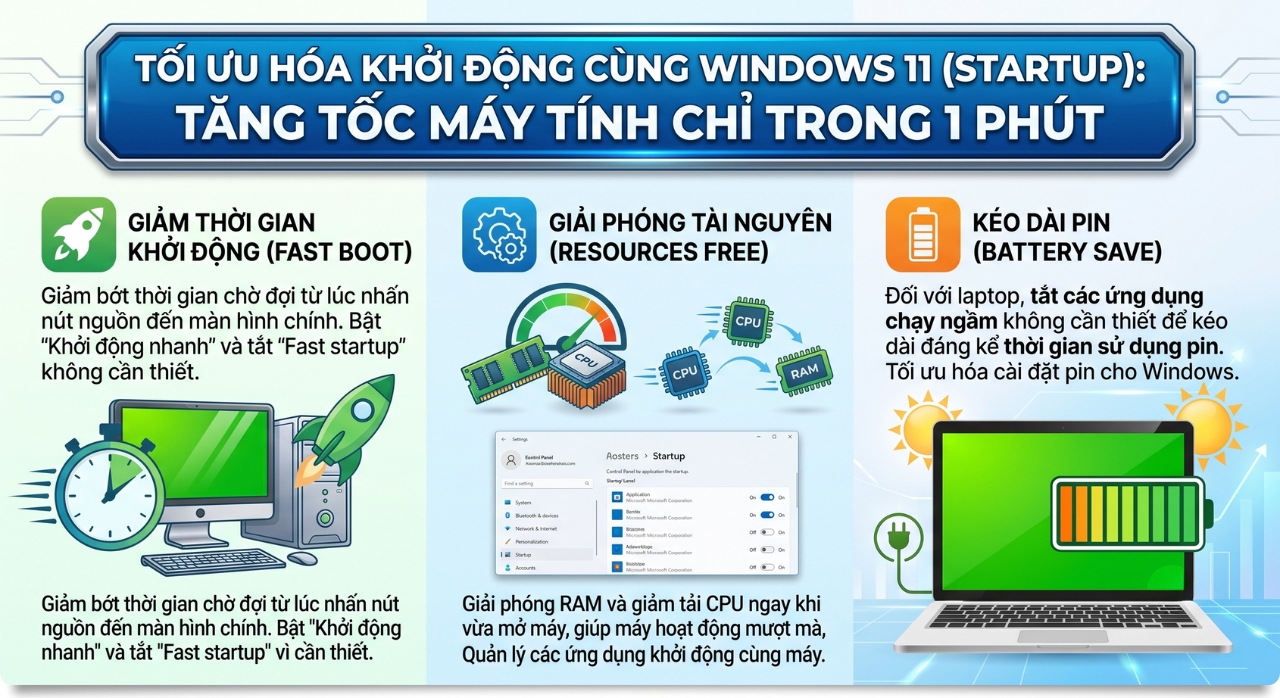 Tối Ưu Hóa Khởi Động Cùng Windows 11 (Startup): Tăng Tốc Máy Tính Chỉ Trong 1 Phút