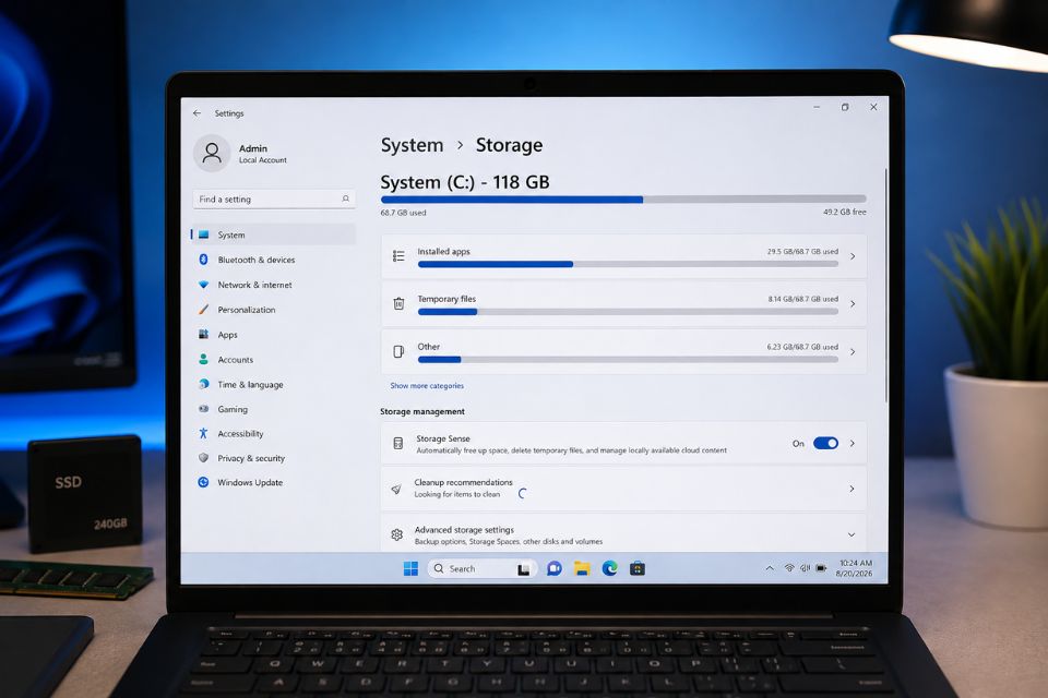 Toi uu Windows 11 cho may yeu 4GB RAM 4