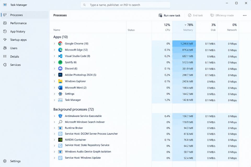 Windows 11 bi ngon RAM Nguyen nhan va cach khac phuc hieu qua 3