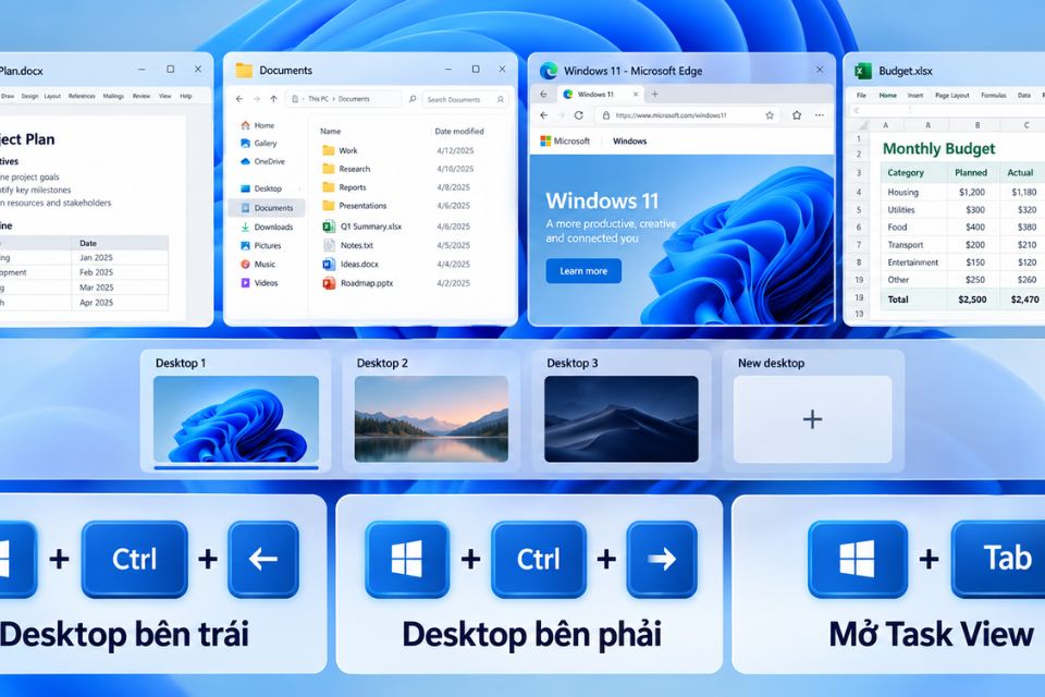Cach tao nhieu man hinh ao Virtual Desktops lam viec da nhiem Windows 11 3
