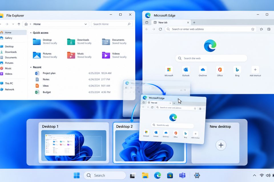Cach tao nhieu man hinh ao Virtual Desktops lam viec da nhiem Windows 11 4