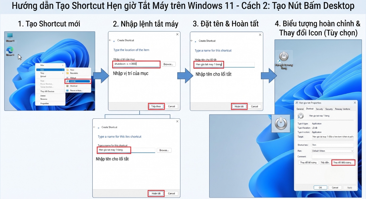 Huong Dan Cach Hen Gio Tat May Tinh Tu Dong Tren Windows 11 Bang Lenh Shutdown s t Va Tao Shortcut Nhan